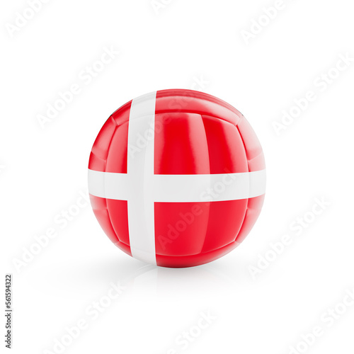 3D volleyball ball with Denmark national team flag isolated on white background - 3D Rendering