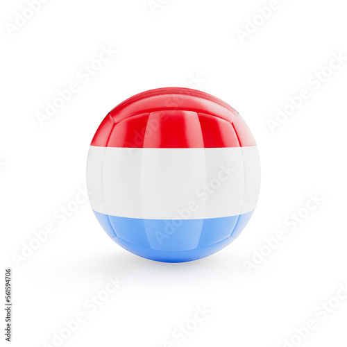 3D volleyball ball with Luxembourg national team flag isolated on white background - 3D Rendering