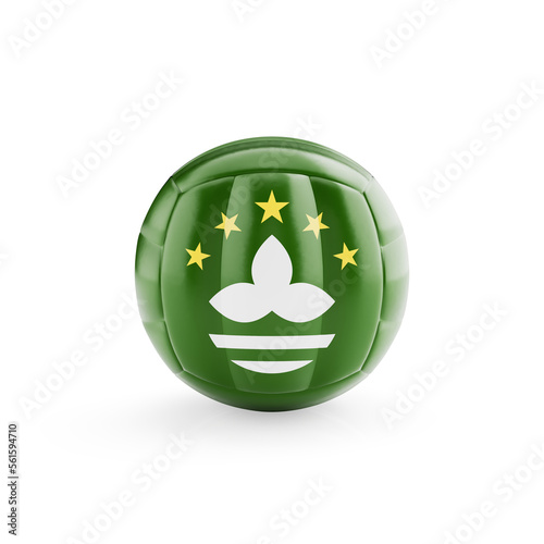 3D volleyball ball with Macao national team flag isolated on white background - 3D Rendering