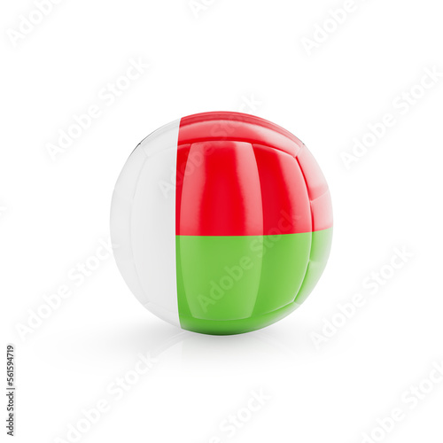 3D volleyball ball with Madagascar national team flag isolated on white background - 3D Rendering