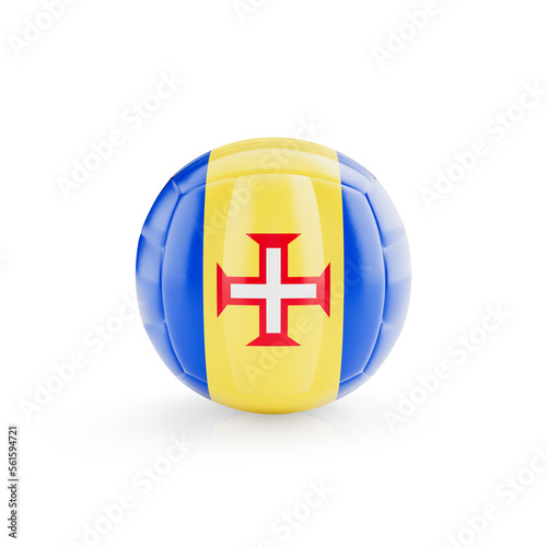 3D volleyball ball with Madeira national team flag isolated on white background - 3D Rendering