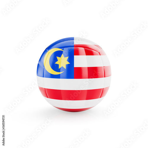 3D volleyball ball with Malaysia national team flag isolated on white background - 3D Rendering