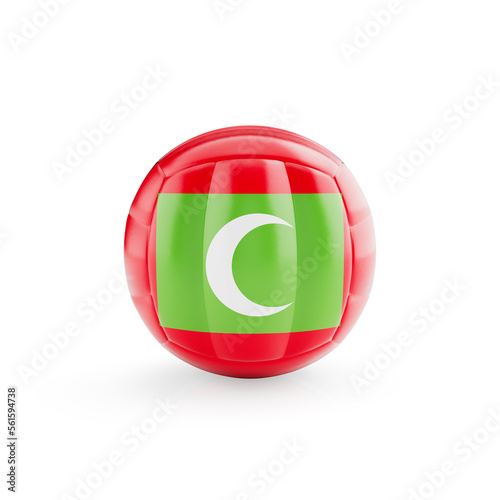3D volleyball ball with Maldives national team flag isolated on white background - 3D Rendering