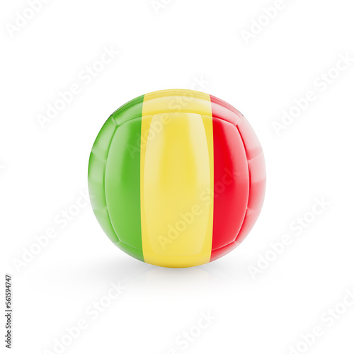 3D volleyball ball with Mali national team flag isolated on white background - 3D Rendering