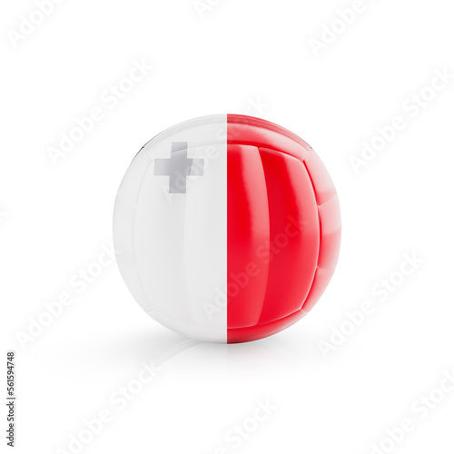 3D volleyball ball with Malta national team flag isolated on white background - 3D Rendering