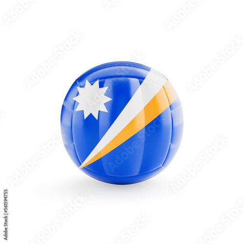 3D volleyball ball with Marshall Island national team flag isolated on white background - 3D Rendering