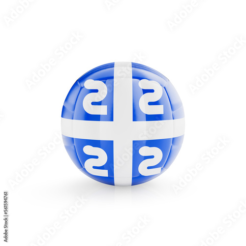 3D volleyball ball with Martinique national team flag isolated on white background - 3D Rendering