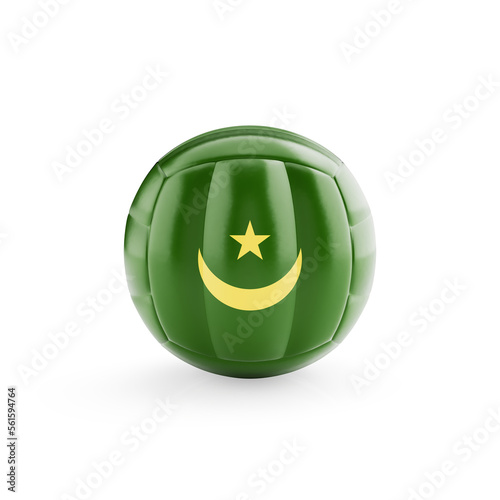 3D volleyball ball with Mauritania national team flag isolated on white background - 3D Rendering