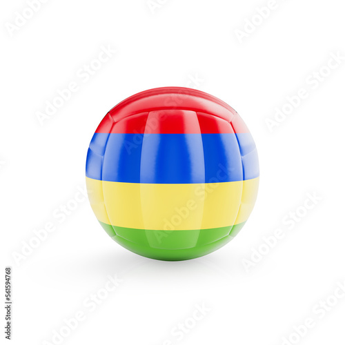 3D volleyball ball with Mauritius national team flag isolated on white background - 3D Rendering