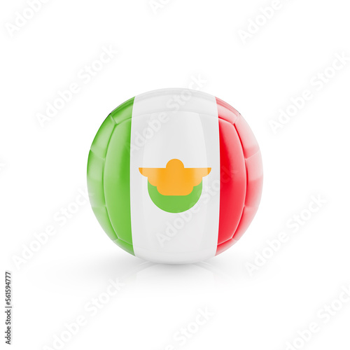3D volleyball ball with Mexico national team flag isolated on white background - 3D Rendering