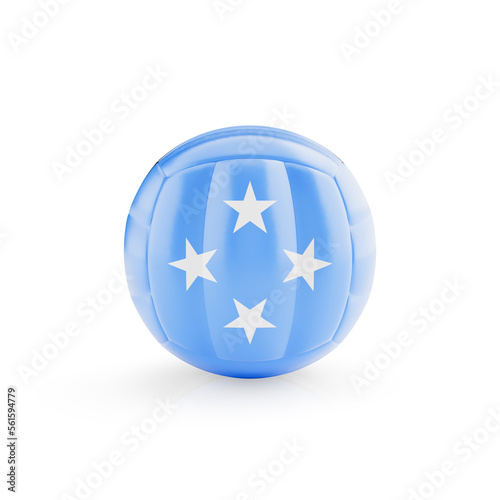 3D volleyball ball with Micronesia national team flag isolated on white background - 3D Rendering