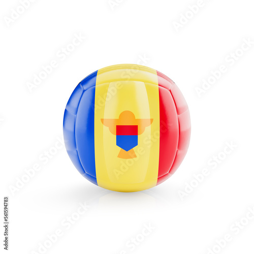 3D volleyball ball with Moldova national team flag isolated on white background - 3D Rendering