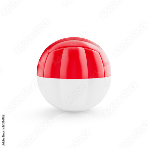 3D volleyball ball with Monaco national team flag isolated on white background - 3D Rendering