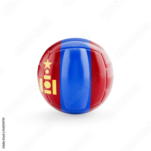 3D volleyball ball with Mongolia national team flag isolated on white background - 3D Rendering