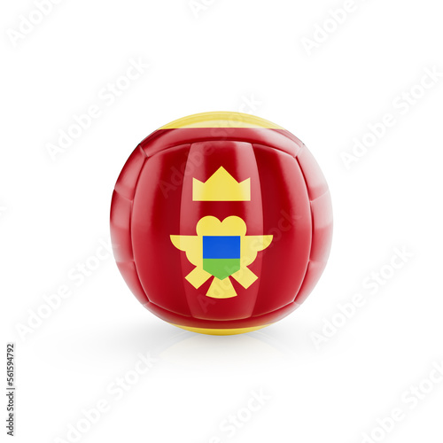 3D volleyball ball with Montenegro national team flag isolated on white background - 3D Rendering
