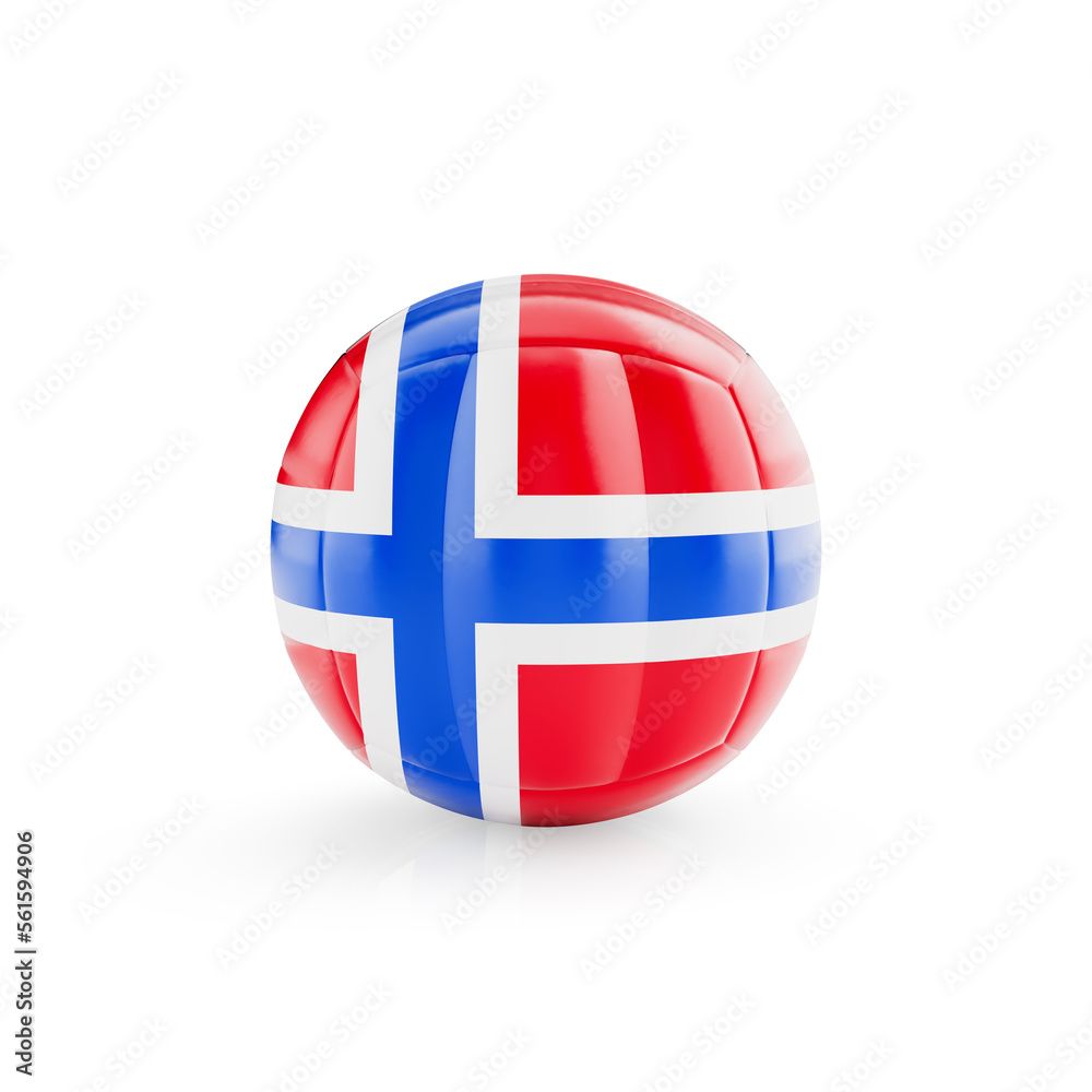 3D volleyball ball with Norway national team flag isolated on white background - 3D Rendering 3D volleyball ball with Norway national team flag isolated on white background - 3D Rendering