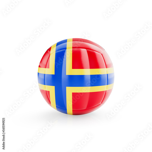 3D volleyball ball with Orkney Islands national team flag isolated on white background - 3D Rendering