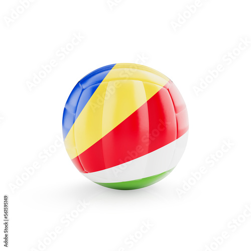 3D volleyball ball with Seychelles national team flag isolated on white background - 3D Rendering