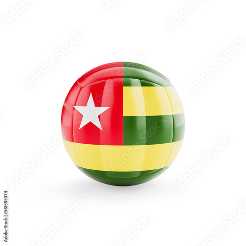 3D volleyball ball with Togo national team flag isolated on white background - 3D Rendering