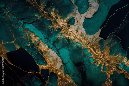 Gold and teal cracked marble textures, Made by 
