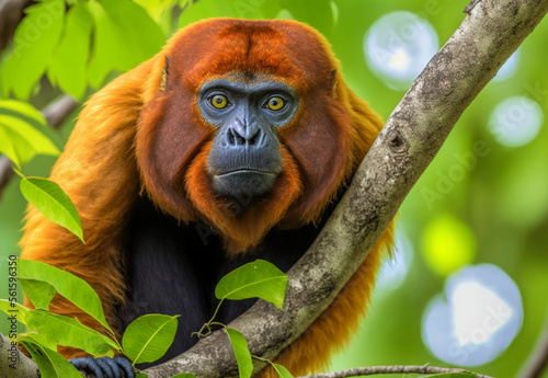 Wildlife Protography of The red-headed howler monkey,digital art,illustration,Design,vector,art photo