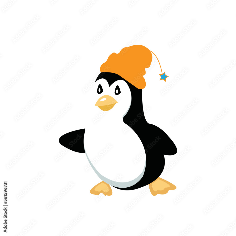 Obraz premium Penguin cartoon colored clipart illustration