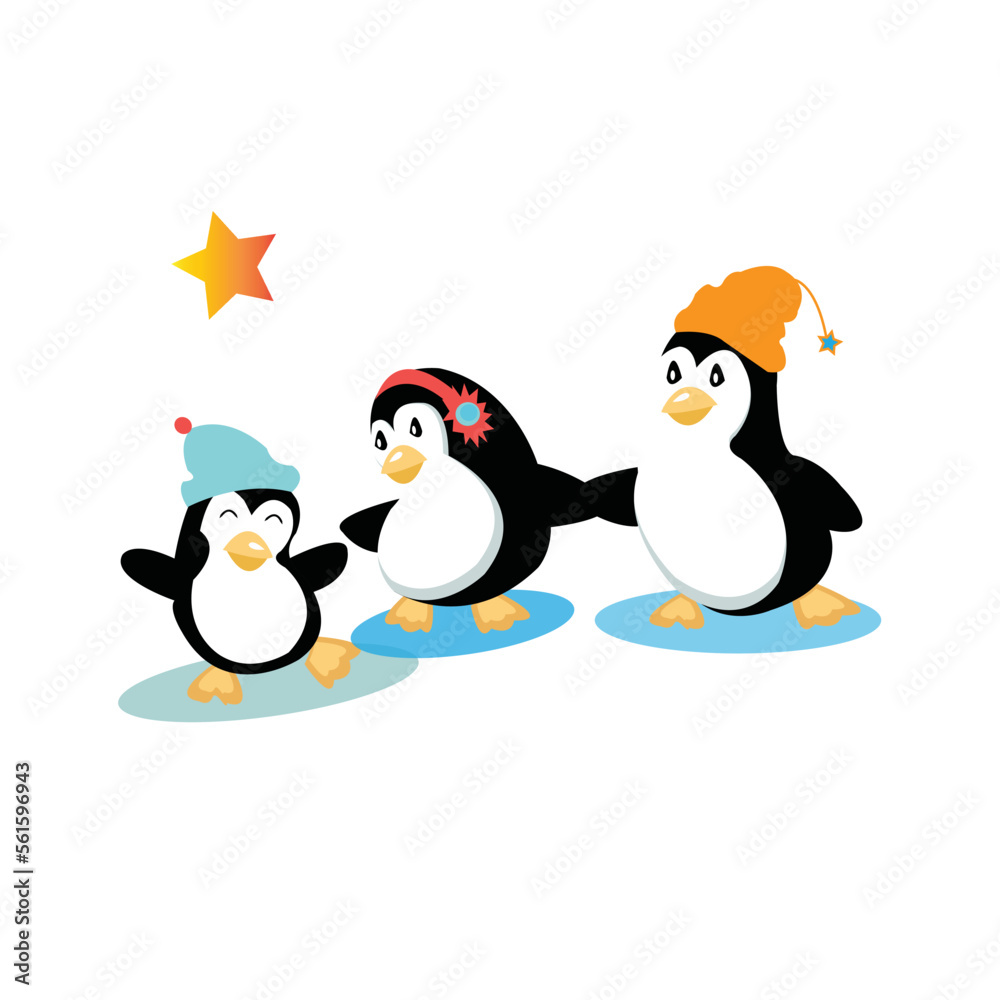 Obraz premium Penguin cartoon colored clipart illustration