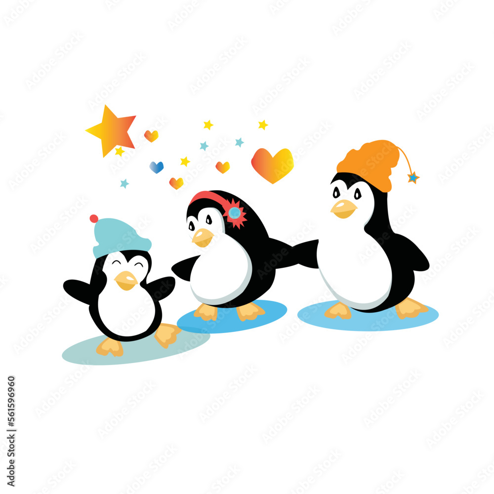 Fototapeta premium Penguin cartoon colored clipart illustration