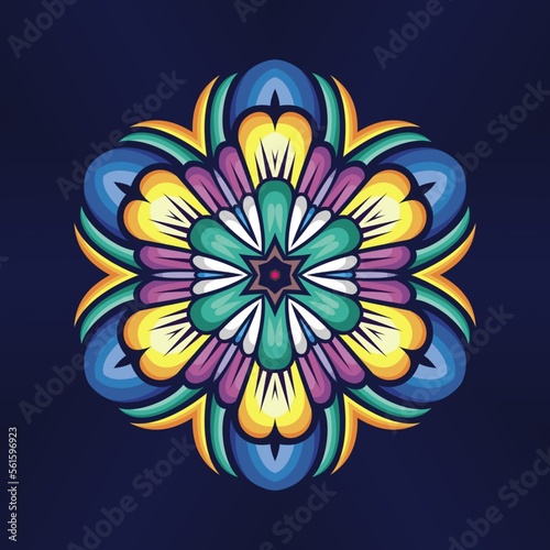 Mandala flower ornament ethnic decoration. Colorful design element for textile, fabric, frame and border, or fashion paper print.