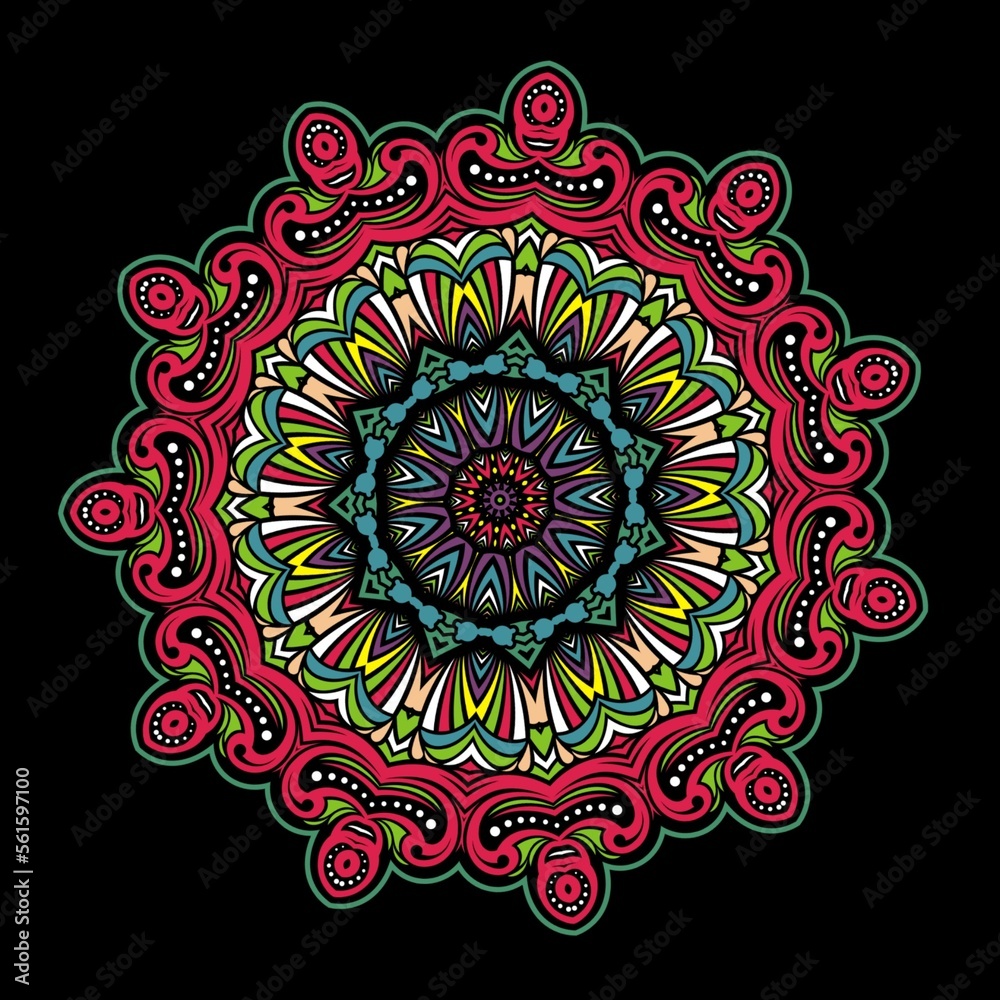 Mandala ornament ethnic decoration. Colorful design element for textile, fabric, frame and border, or fashion paper print.