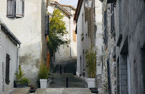 Fototapeta Naklejka Na Ścianę i Meble -  Streets of the small village of Cailhau village located between Limoux and Carcassone. Trip to the southeast of France. 