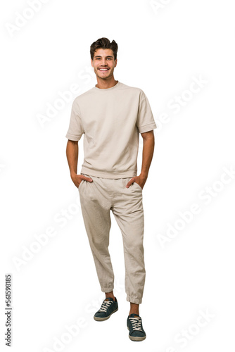 Young caucasian man full body isolated on white background