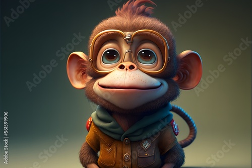 A cute monkey cartoon character or toy
