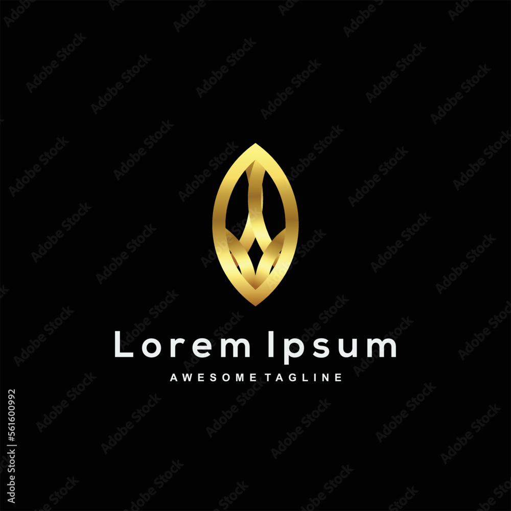 Luxury Leaf gold color logo template