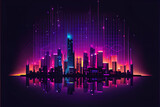 Illustration of a smart city at night application development, Generative AI