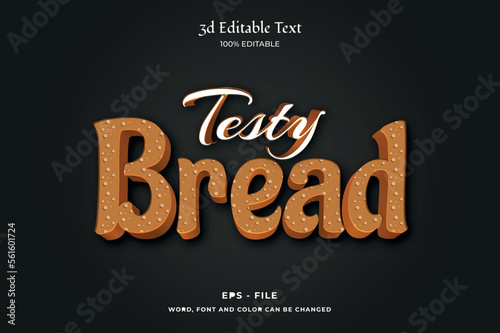 Testy bread stylish 3d text effect design