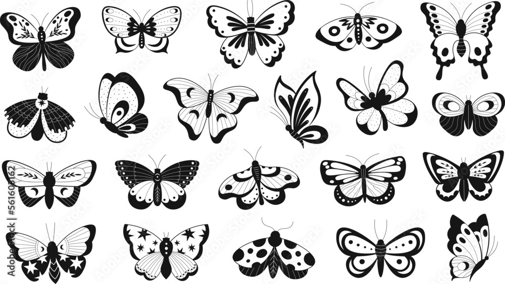 Premium Vector  Butterfly logo symbol stencil design tattoo