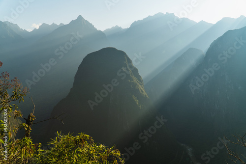 Sunrise over Huayna Picchu in Machu Picchu