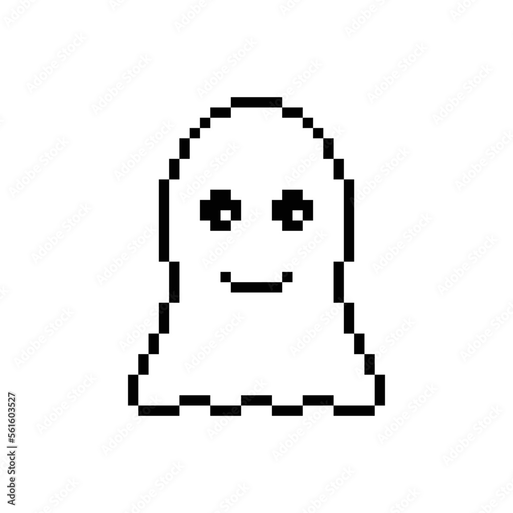 ghost icon 8 bit, pixel art Halloween cartoon scary ghost icon for game