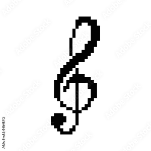  treble clef  icon 8 bit  pixel art icon for game  logo. 
