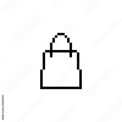  shopping bag icon 8 bit, pixel art icon for game  logo. 