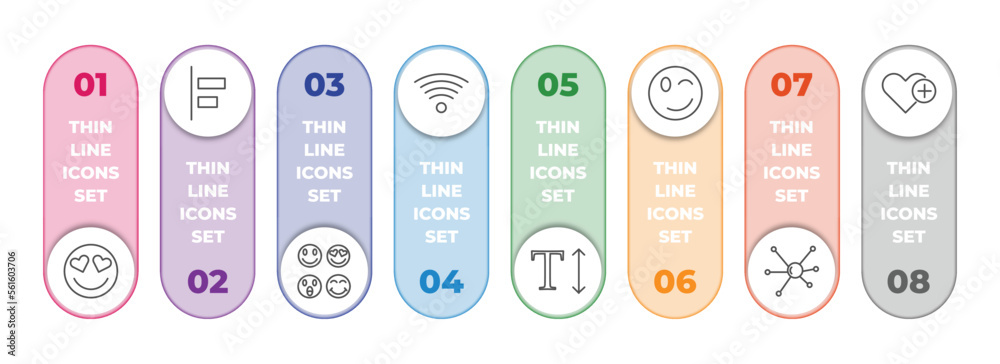 user interface infographic element with outline icons and 8 step or ...
