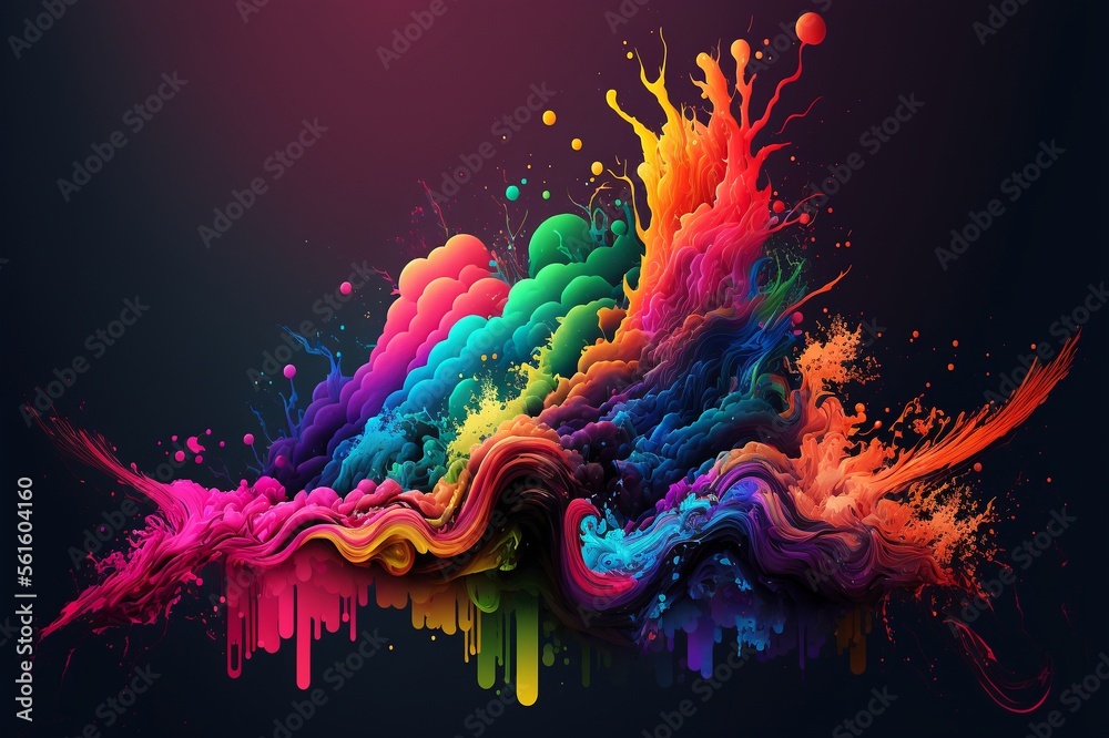 Obraz premium Abstract Multicolor Splash Wallpaper. Colorful Background. Created by Generative AI.