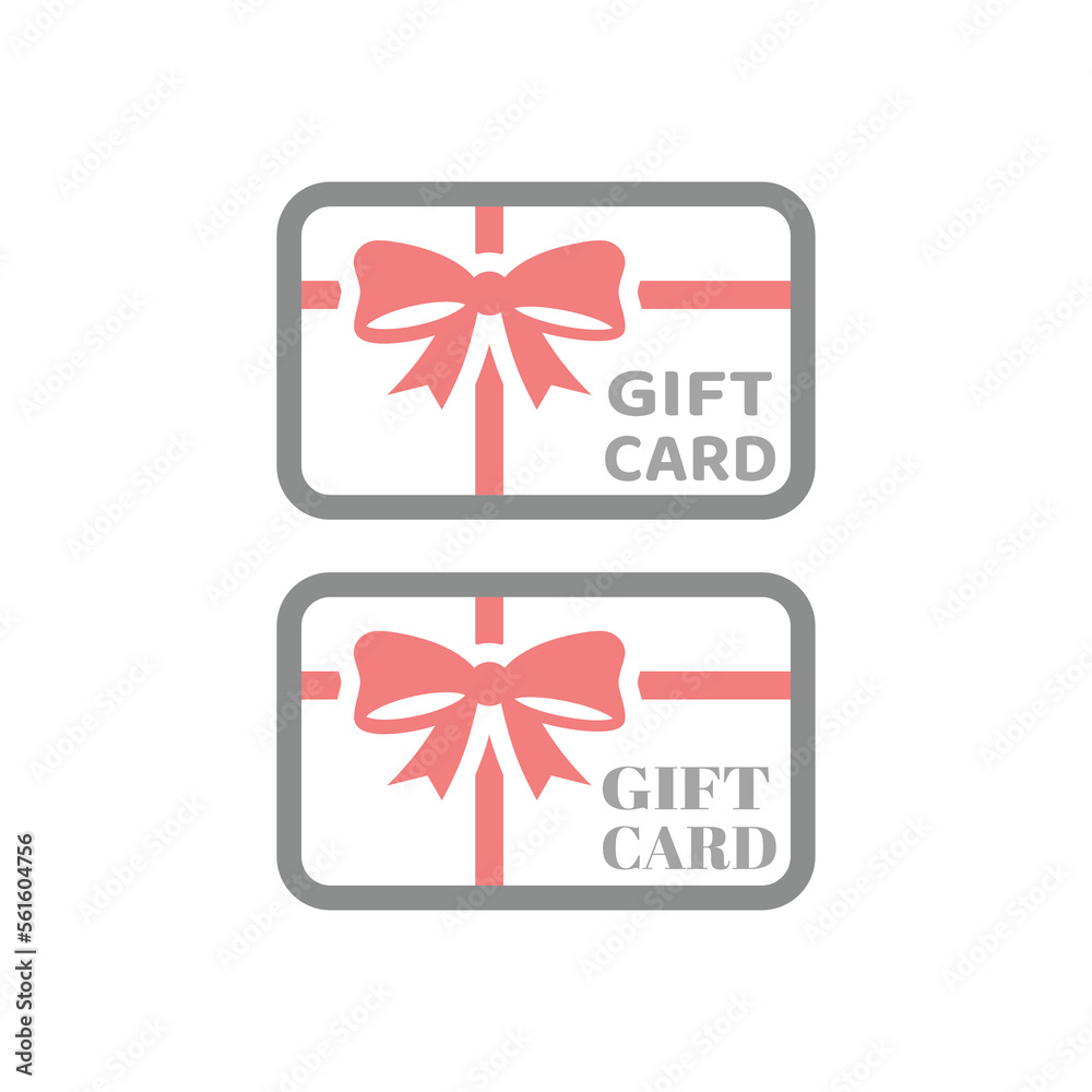 Gift card with ribbon vector icon. Voucher or coupon with red bow icons. Gift card with ribbon vector icon. Voucher or coupon with red bow icons.