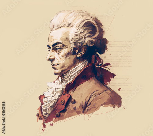 Foto Portrait of Wolfgang Amadeus Mozart AI generated art