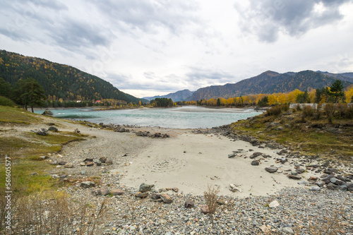 View of river Katun and Altay mountains