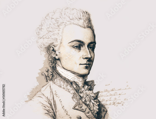 Portrait of Wolfgang Amadeus Mozart AI generated art photo