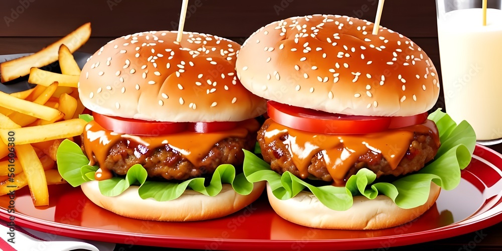 hamburger and fries - Generative AI hamburger and fries - Generative AI