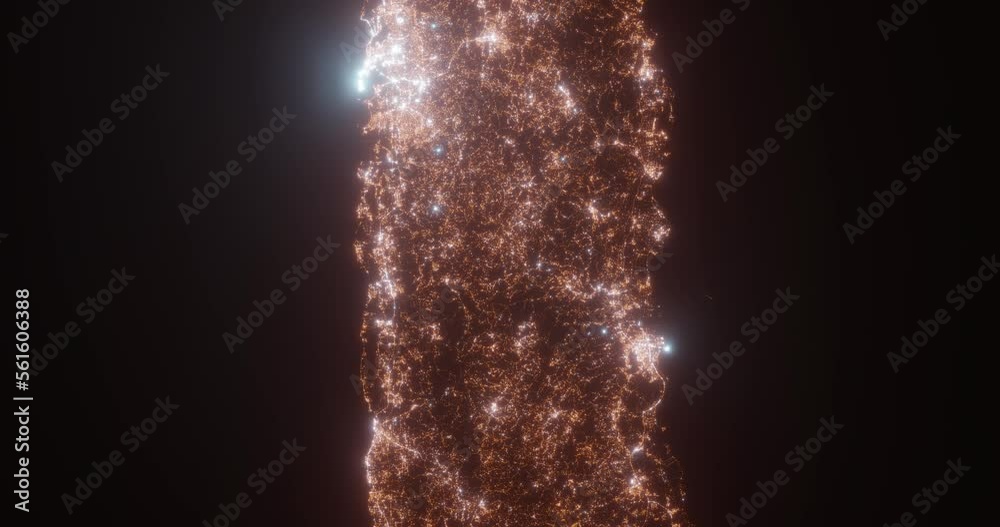 Puerto Rico island (Puerto Rico) aerial view at night. Top view on