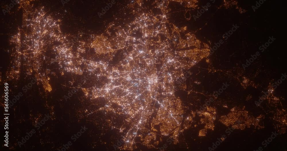 Johannesburg (South Africa) top view at night. View on modern city from